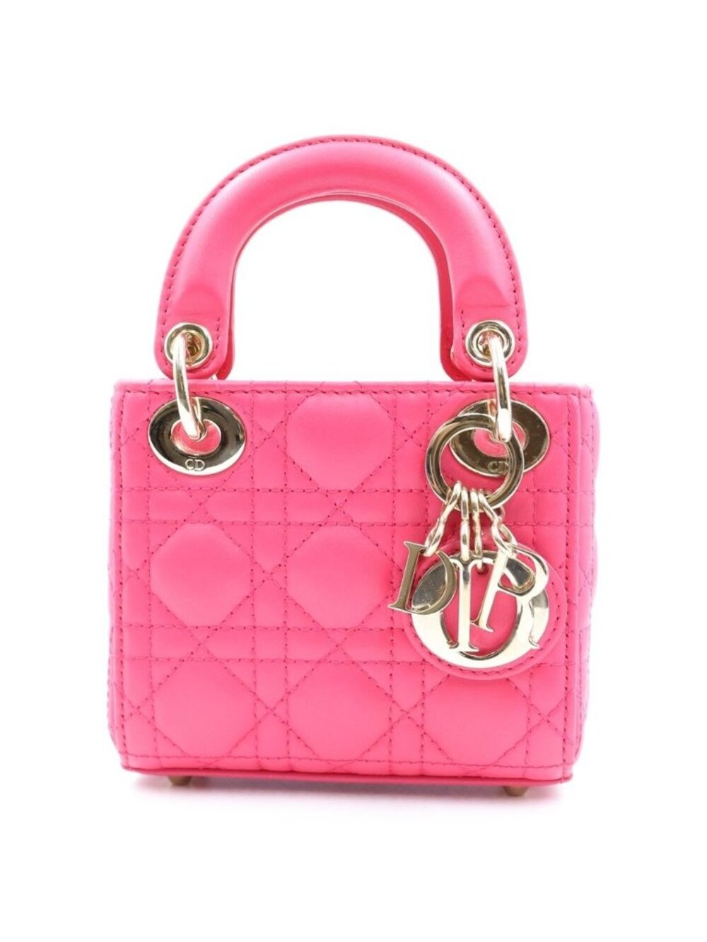 Dior Lady Dior Micro 2-Way Shoulder Bag Handle Pink Gold